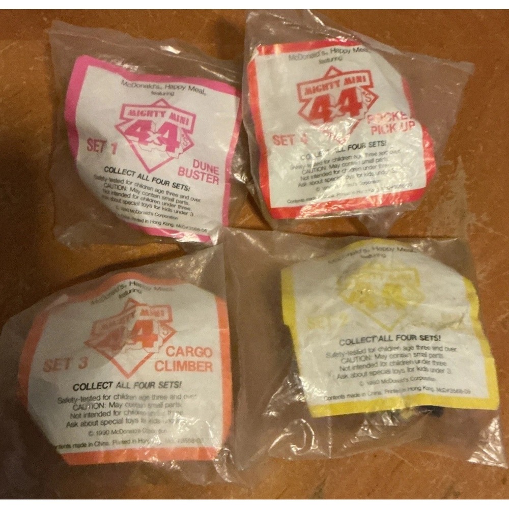 1990 McDonald's Mighty Mini 4x4's, NEW, Sealed, Mint,‎ Complete set of 4